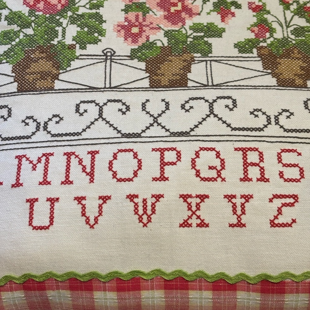 Floral Cottagecore Cross stitch Decorative Pillow 16 X 16 inches - Picture 4 of 4